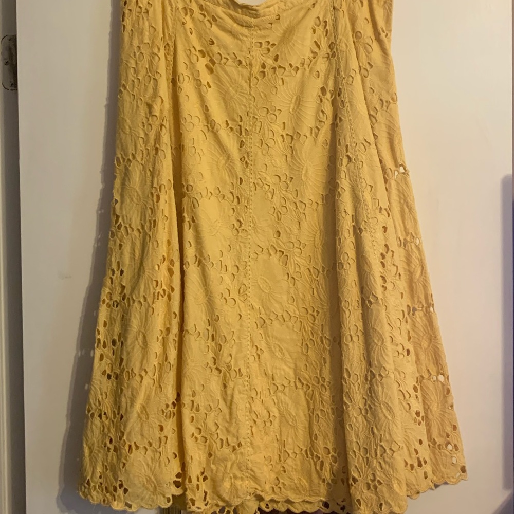 Coldwater Creek Yellow cotton eyelet skirt. Sz L